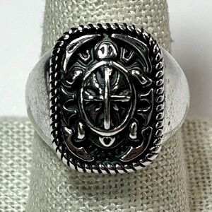 Carolyn Pollack Solid Sterling Persevere Signet Sea Turtle Signet Ring Size 9